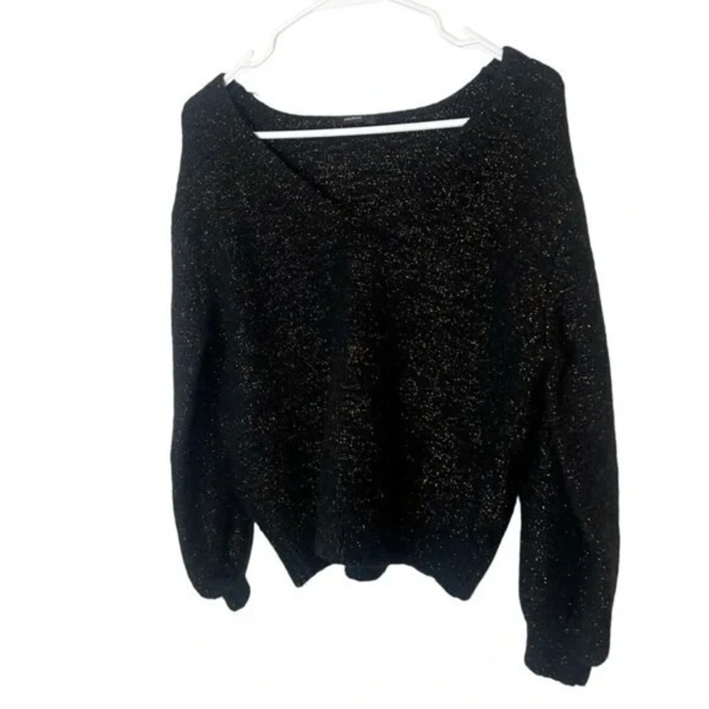 Murua Black Copper Metallic Soft Cropped Sweater Size F Small